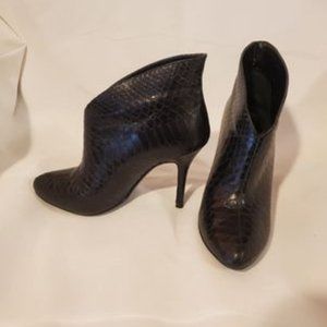 Vince Camuto Black Leather Snake Ankle Bootie